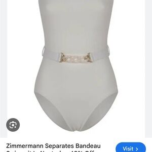 White Bandeau One-Piece Swimsuit with Gold Chain Accent